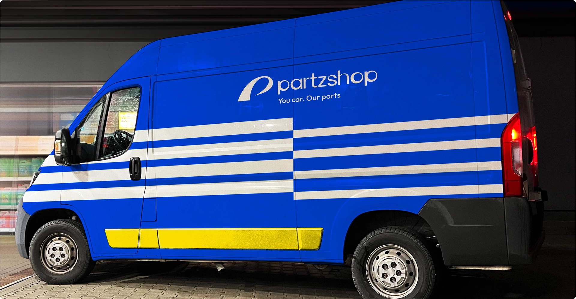 a branded partzshop van